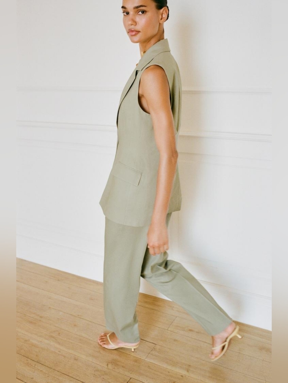 LINEN LONG VEST WITH STRAIGHT LEG LINEN PANTS SIZE XS/S - Picture 6 of 13